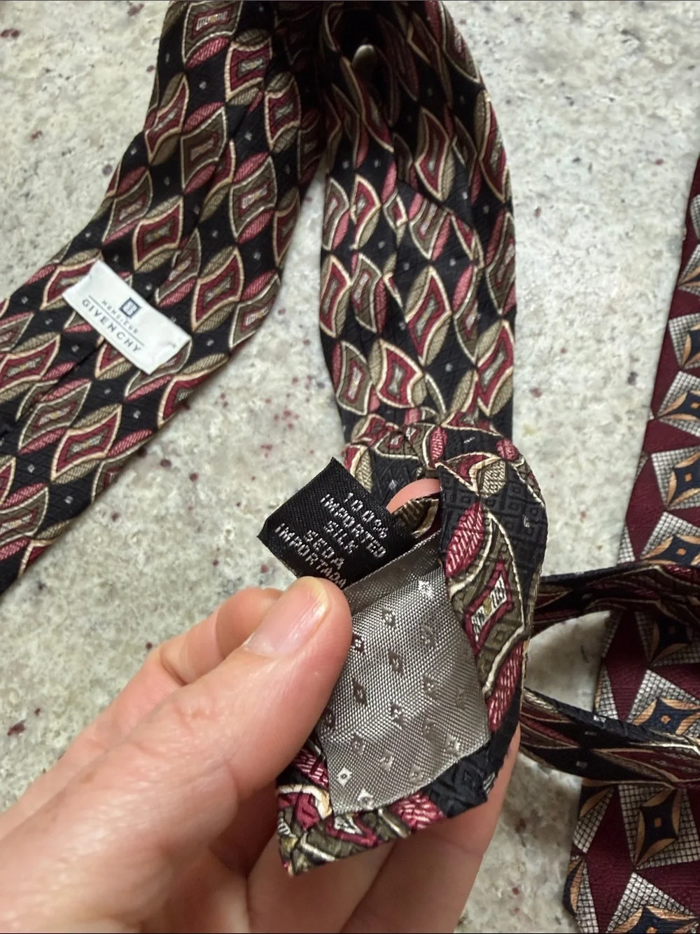 Vintage Givenchy Men’s Tie Bundle Red Geometric Print 100% Silk